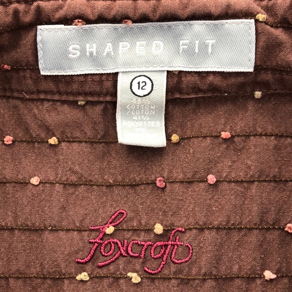 Foxcroft Brown Print Button Front Long Sleeve Top - Picture 5 of 6